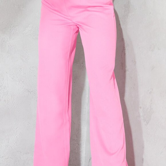 PrettyLittleThing Hot Pink Plissé High-Waisted WideLeg Trousers Size 10 NWT - Picture 7 of 7